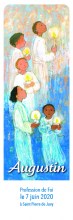 signet personnalisé de profession de foi : enfants en aube blanche portant un cierge